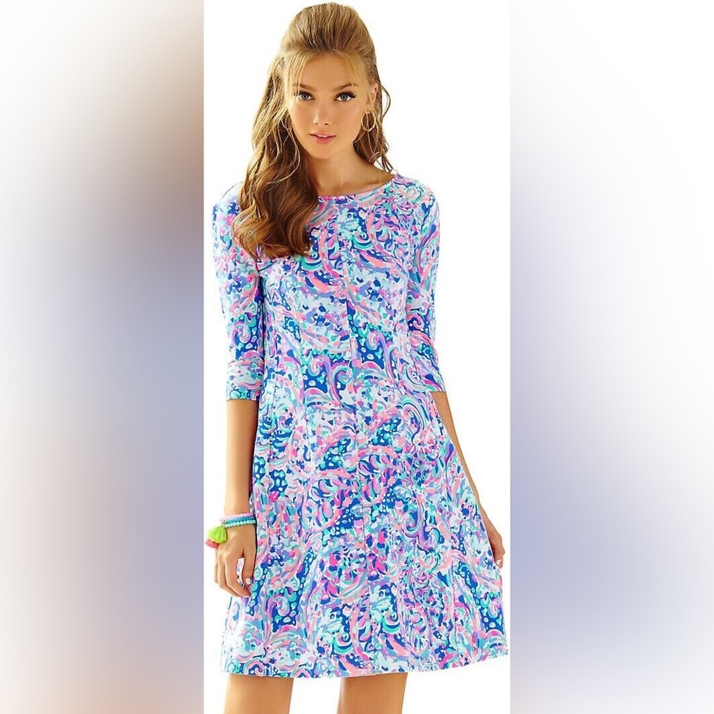 Lilly Pulitzer Celia Multi La Playa French Terry Flare Dress Size M